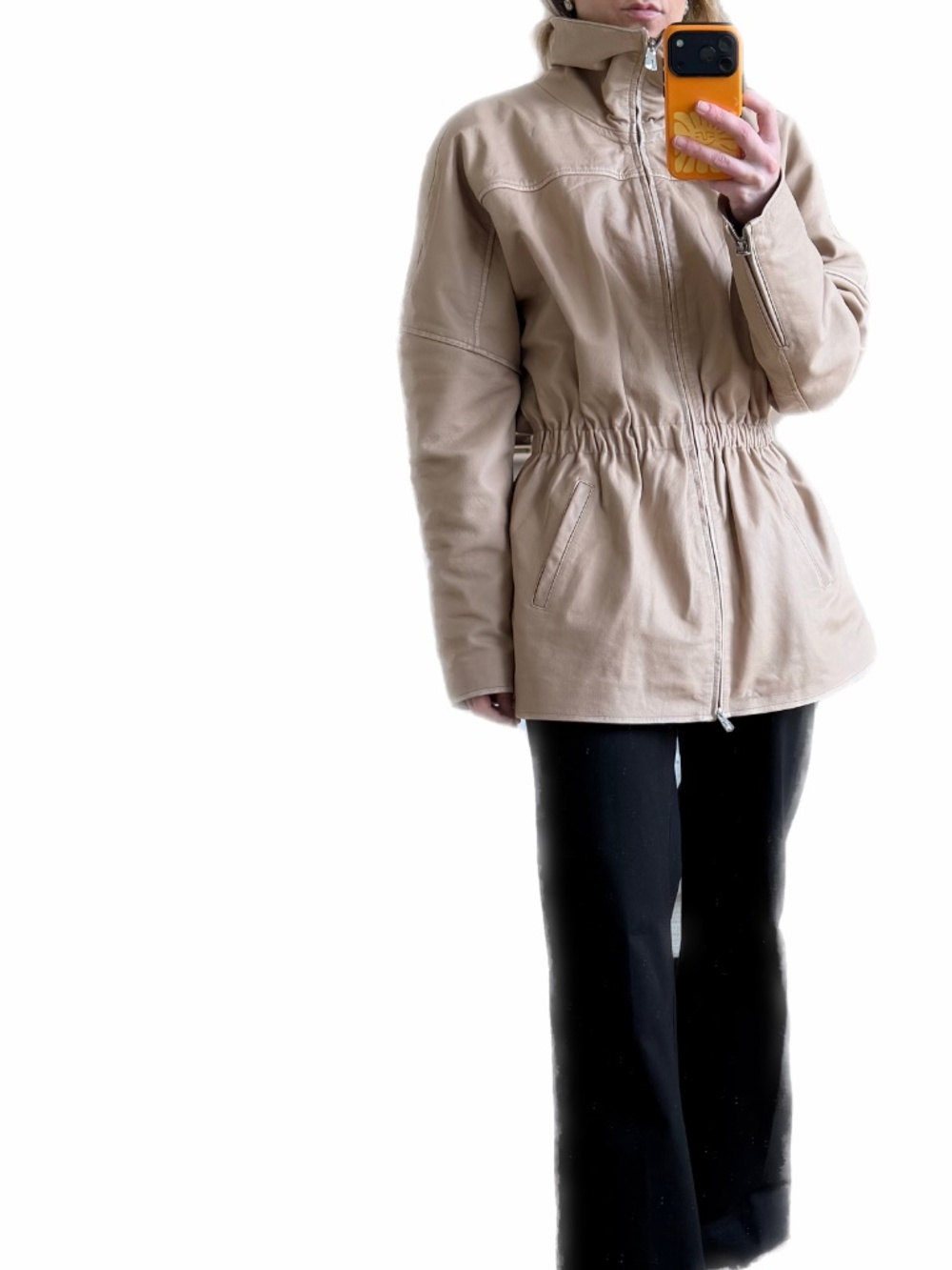 SAME Los Angeles taupe leather parka large - NWT - Picture 4 of 4